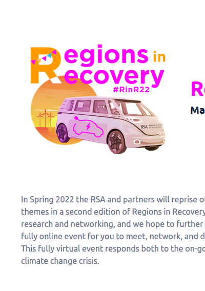 Regions in Recovery Global E-Festival, 21.3.–1.4.2022: Regional Studies Association – účast zdarma pro neprezentující účastníky